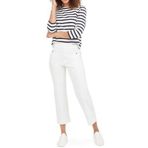 Spanx Stretch Twill Cropped Wide Leg Pants, White | Size Small